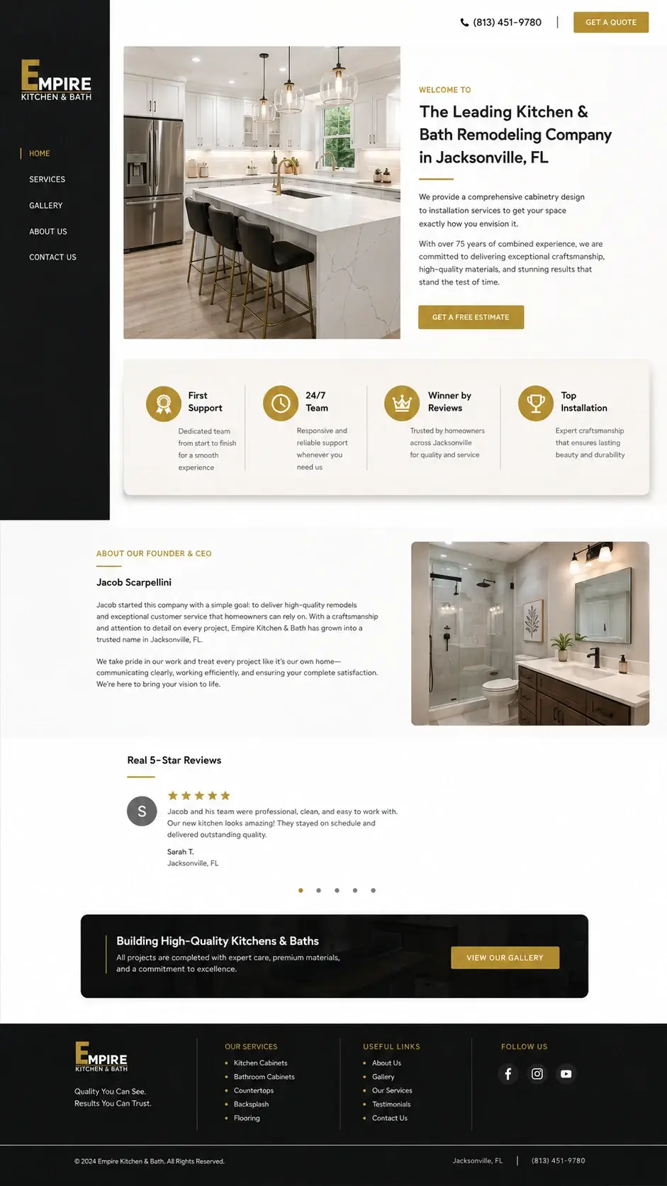 Empire Kitchen & Bath — home page sections, after redesign by Zainfy