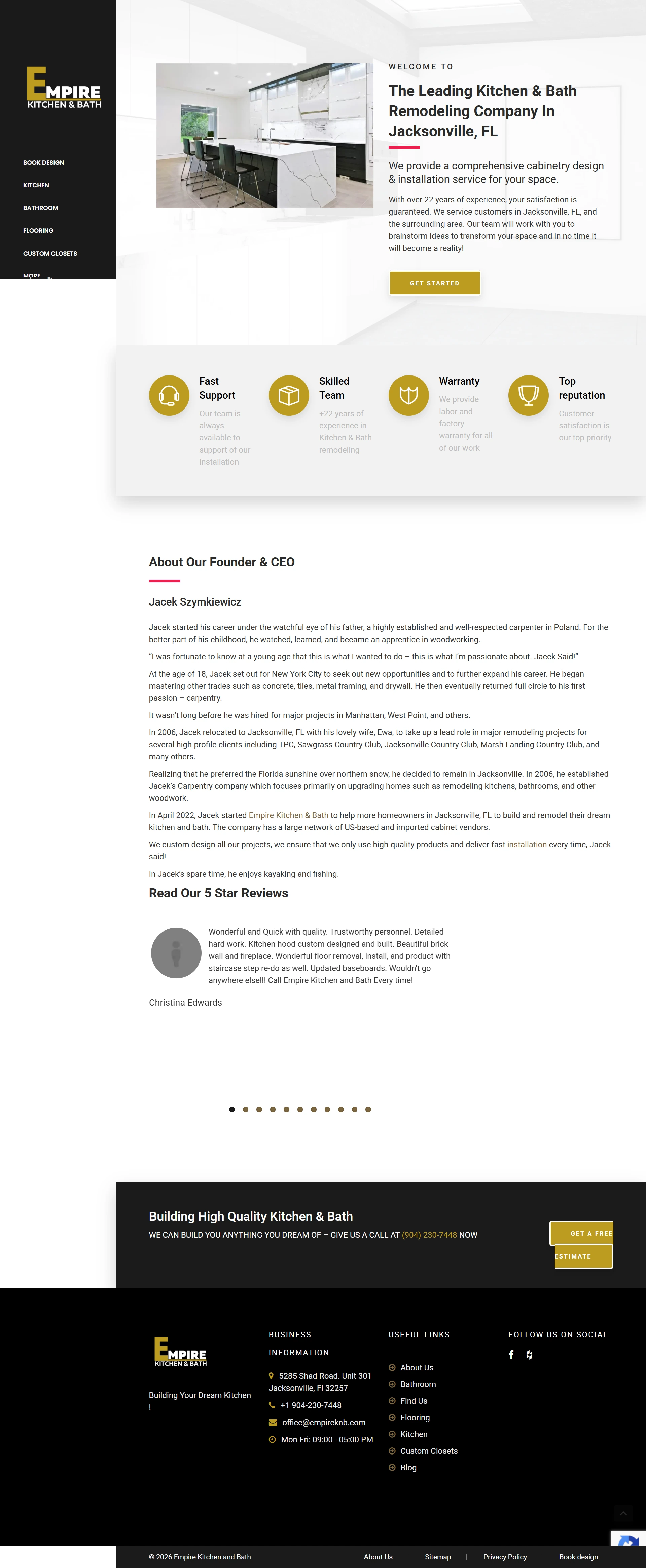 Empire Kitchen & Bath — home page sections, before redesign