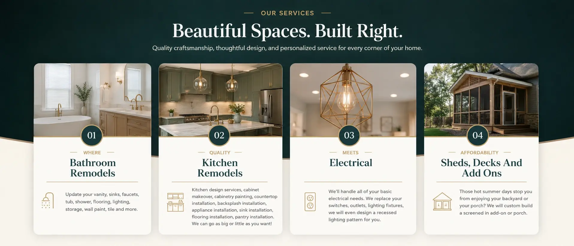 Contractor website services grid — services overview section, after redesign by Zainfy
