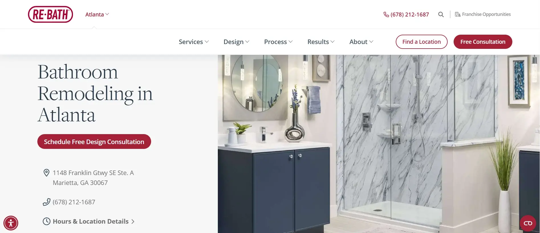 Re-Bath Atlanta in Atlanta, GA — location hero, before redesign