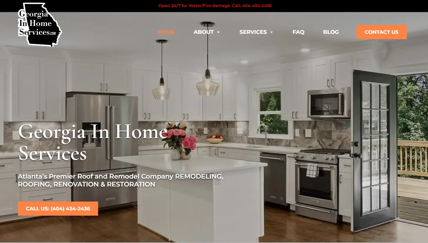 Georgia In Home Services in Atlanta, GA — emergency bar and hero, before redesign