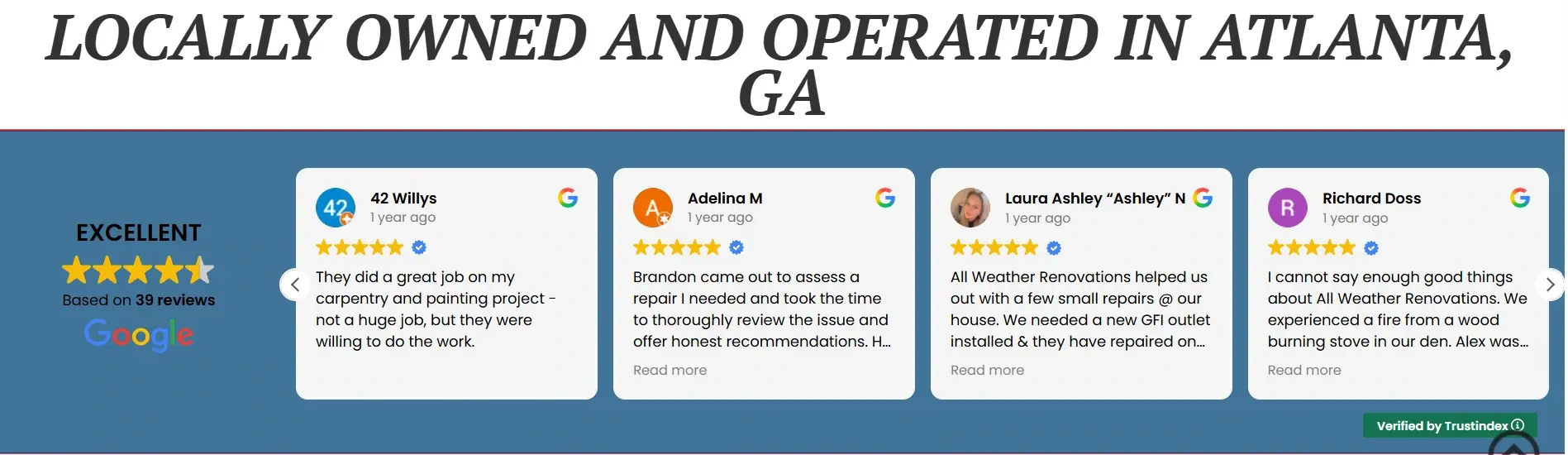 All Weather Renovations in Atlanta, GA — review wall, before redesign
