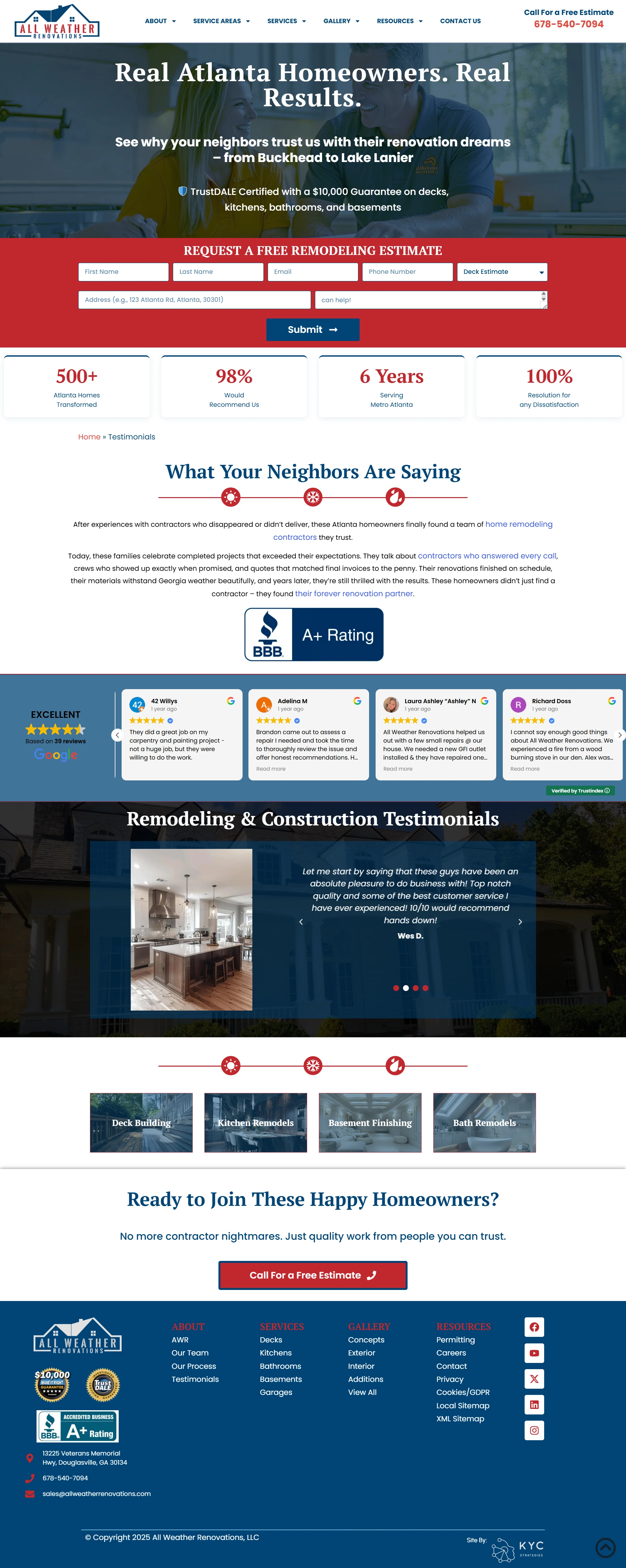 All Weather Renovations in Atlanta, GA — home page, before redesign